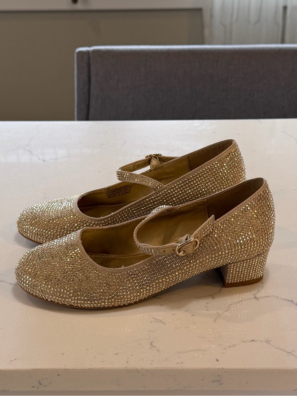 Copper Key "Brilliance Gold" Glitter Stud Mary Jane Flat